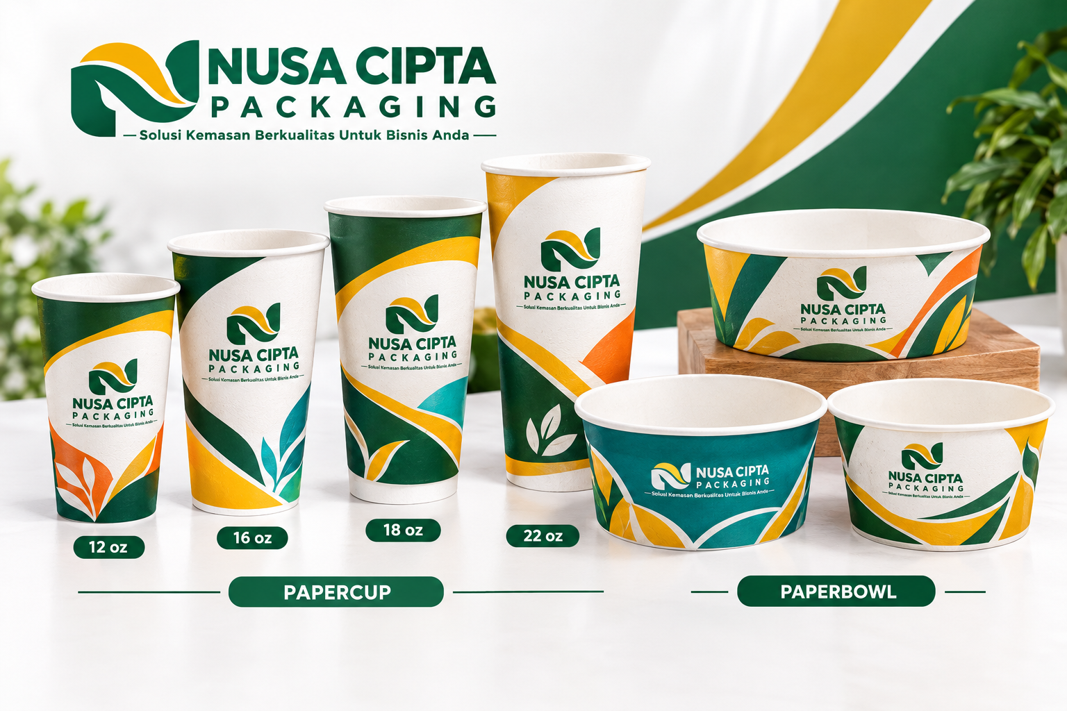 Contoh produk cup dan paper bowl custom Nusa Cipta Packaging